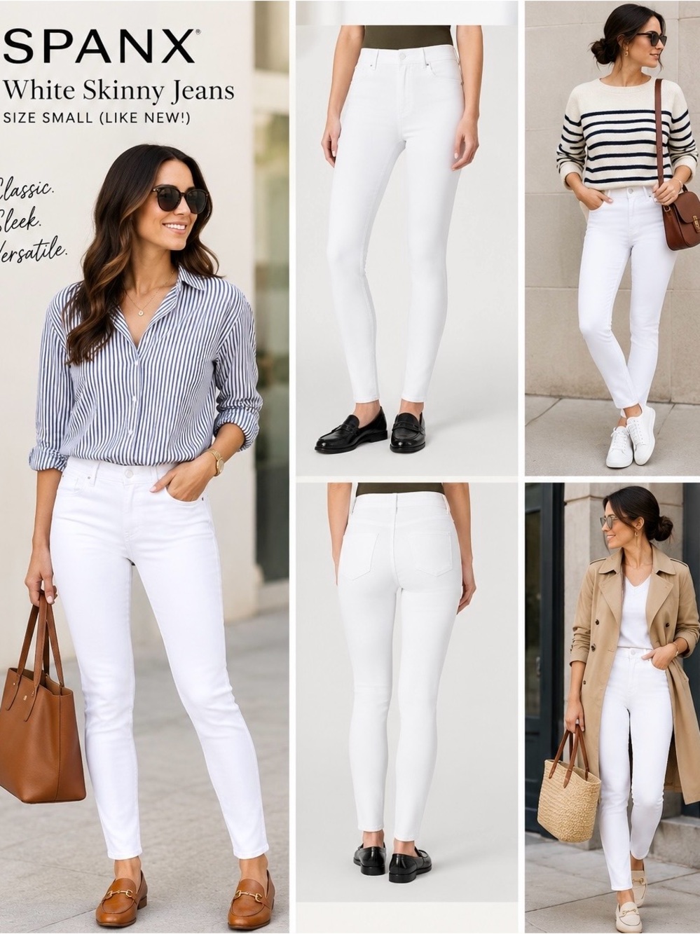 SPANX White Skinny Jeans with 4 Way Stretch — Size Small (Like New!)